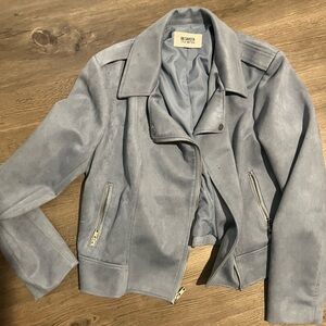 BB Dakota Blue Leather Moto Jacket
